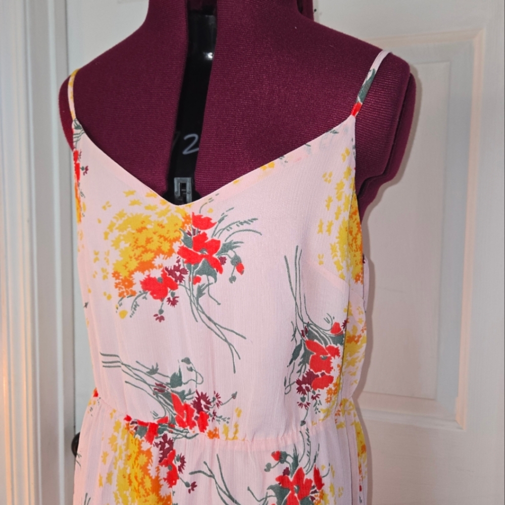 J. Crew Mercantile Pink Floral Strappy Tiered Maxi Dress Size 6 - Picture 4 of 9